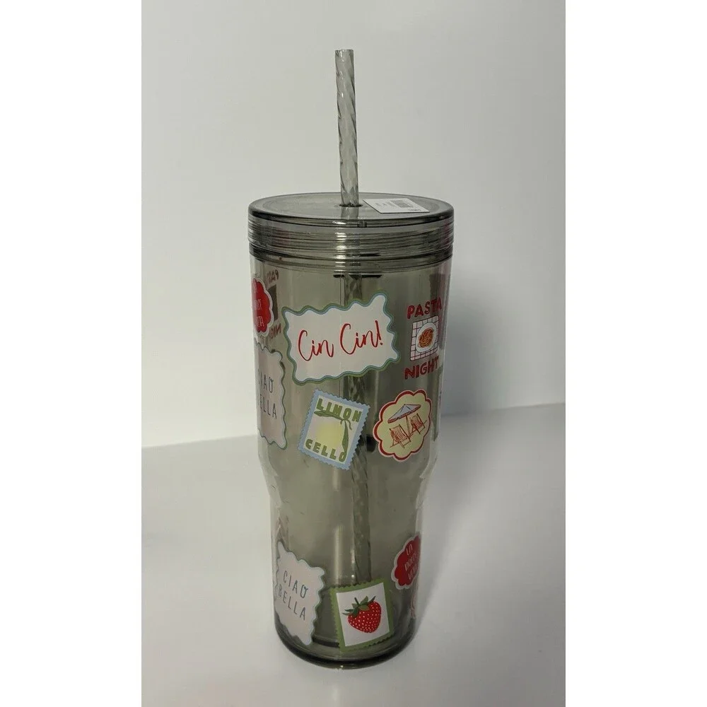 Just Feed Me Jessie James Decker 30 oz Tumbler with Handle Straw Stamps Design